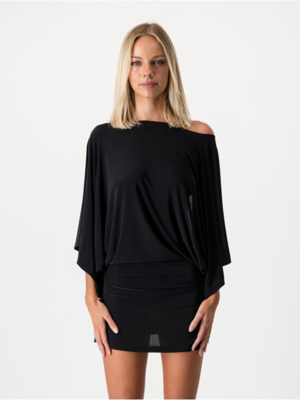 Black Women’s Draped Batwing dress / top